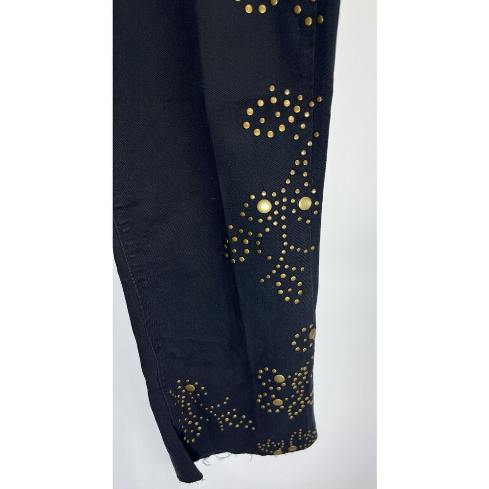 Anthropologie Pilcro Black Cropped Jeans Size 31 The Icon Raw Hem Bronze Studded - Picture 9 of 16